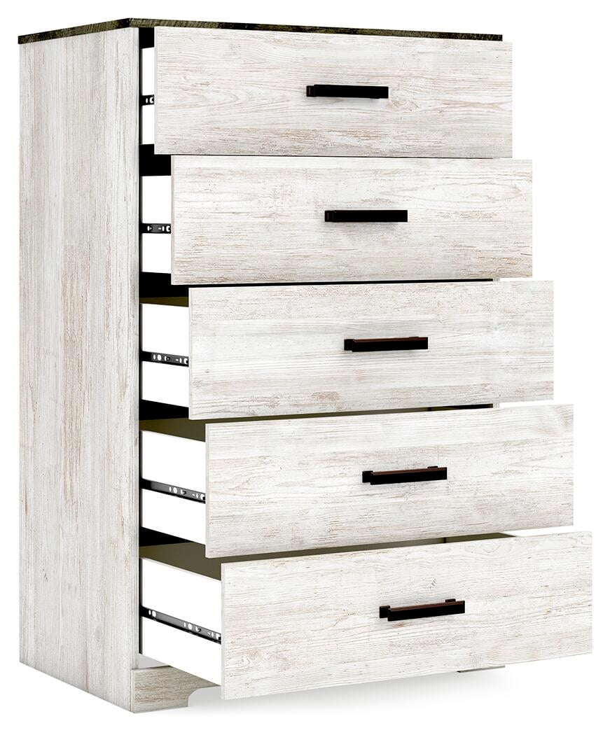 Signature Design by Ashley Casual Shawburn Chest of Drawers, Whitewash/Charcoal Gray