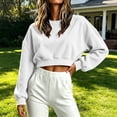 thumbnail image 6 of Hfnxid Cropped Sweatshirt for Women Corduroy Long Sleeve Pullover Top Loose Fit Casual Sweatshirt Solid Color Fall Shirt White,XXL, 6 of 6