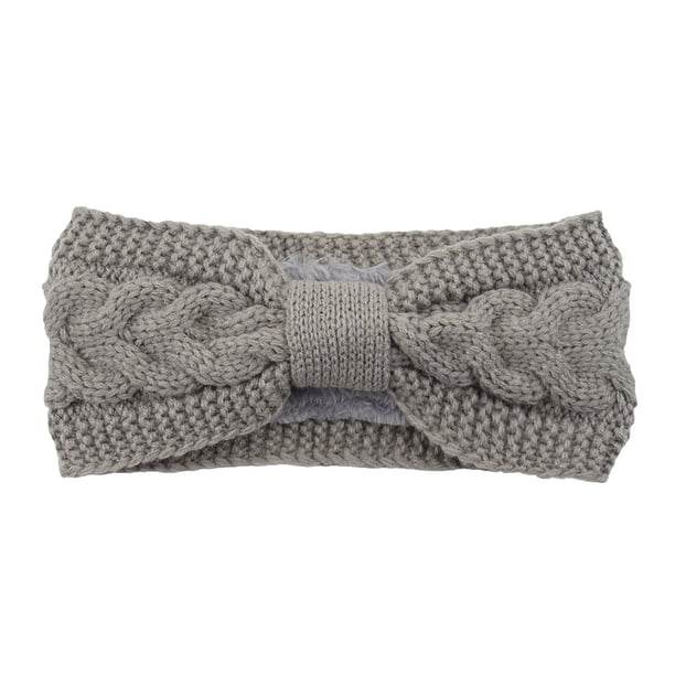 Sonducket Diademas tejidas con lazo elástico, forro polar de ganchillo, ajustable, ancha, cálida, calentador de orejas, diadema, regalos para mujer Accesorio para el cabello Gris claro Sonducket AP009571-08B