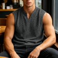 thumbnail image 5 of IhhxPro Big and Tall Men's V-Neck Sleeveless Tank Top Summer Casual Tee Textured Muscle Shirt Lightweight Breathable Athletic Gym Workout Beach Layering Loose Fit M-3XL, 5 of 9