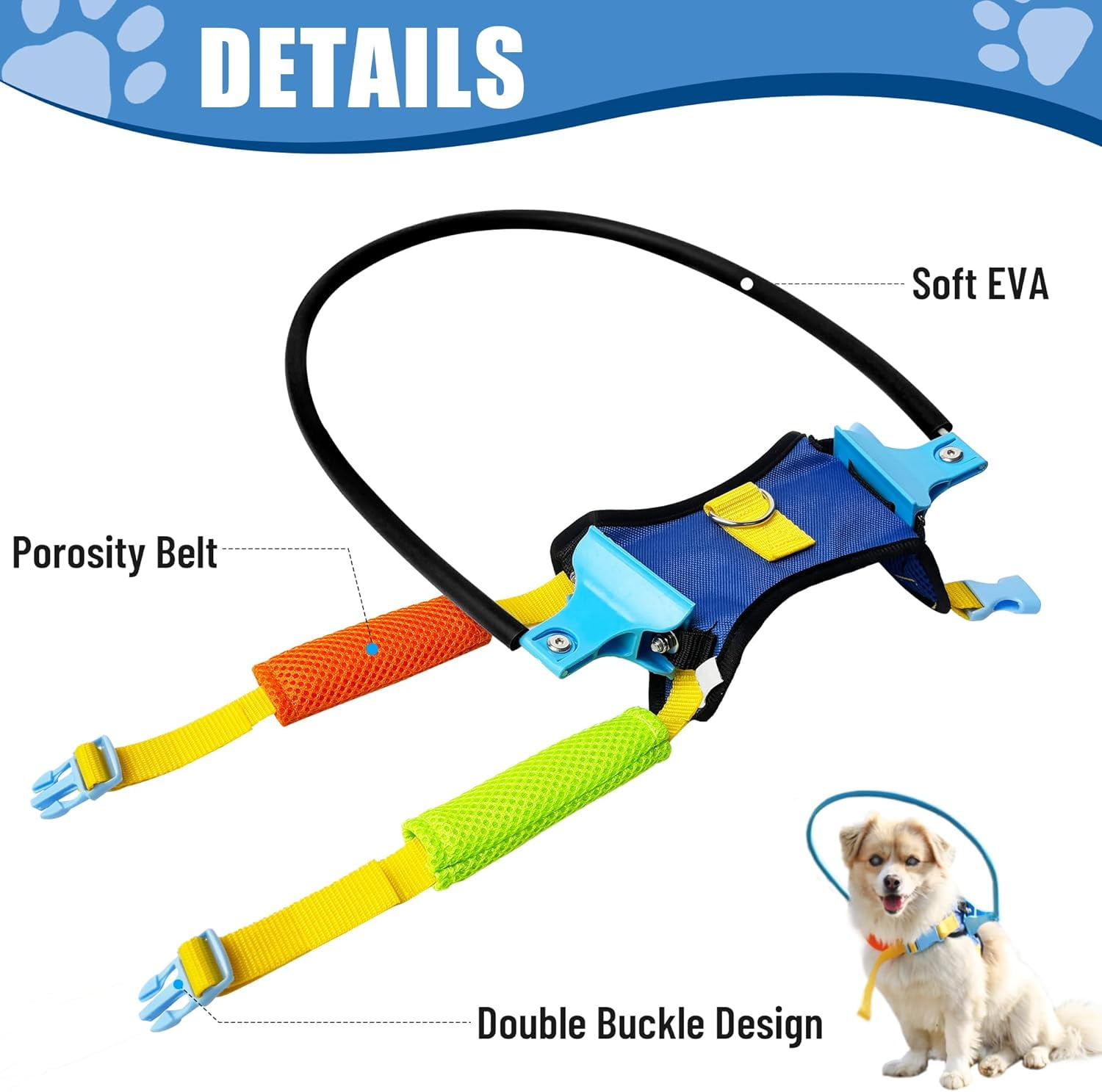LetPetRun Blind Dog Halo Harness, Protective Confidence Building Harness for Visually Impaired Dogs, Lightweight & Safe,XXS