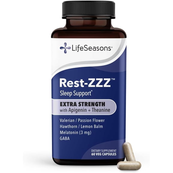 Rest-ZZZ Extra Strength - Sleep Support Supplement - Fall Asleep & Stay Asleep - Calms Nervous System - Naturally Ease Muscle Tension & Restlessness - 60 Capsules