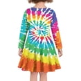 thumbnail image 3 of FKELYI Size 11-12 Years Long Sleeve Dress Casual Raibow Tie Dye Swing Skater Dress for Teen Girls Loose Kids Long Sleeve Dresses for Girls Novelty, 3 of 4