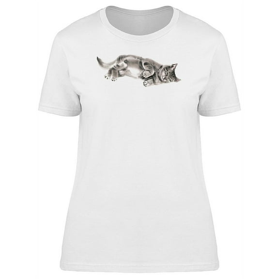 Cute Cat Laying On The Floor T-Shirt Women -Image by Shutterstock, Female XX-Large