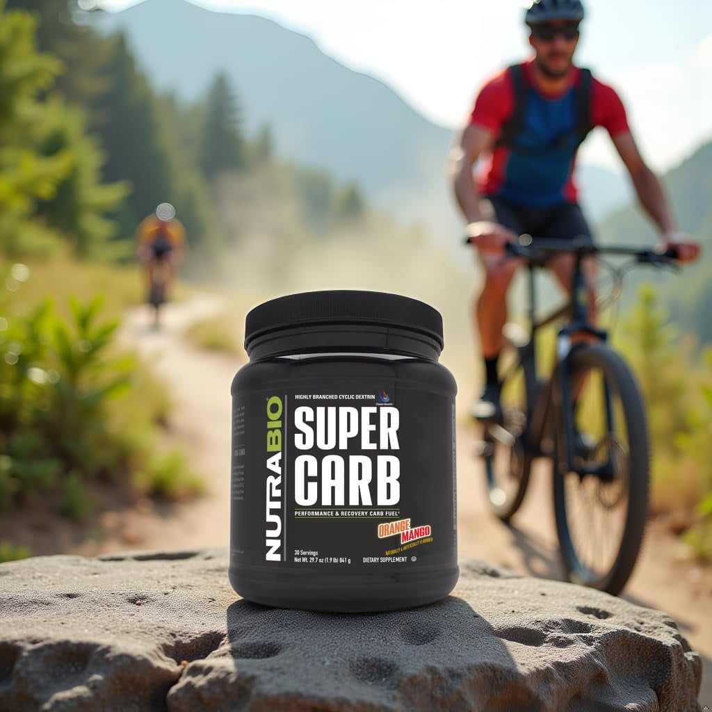 NutraBio Super Carb - Complex Carbohydrate Supplement Powder - Cluster Dextrin and Electrolytes for Performance Enhancement & Muscle Recovery - Orange Mango, 30 Servings