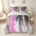 thumbnail image 3 of Manfei Vibrant Abstract Brushstroke Full Size Bedding Sets, Pink Black Gold Ombre Full Size Bed in a Bag, Gray Reversible 7pcs, 3 of 6
