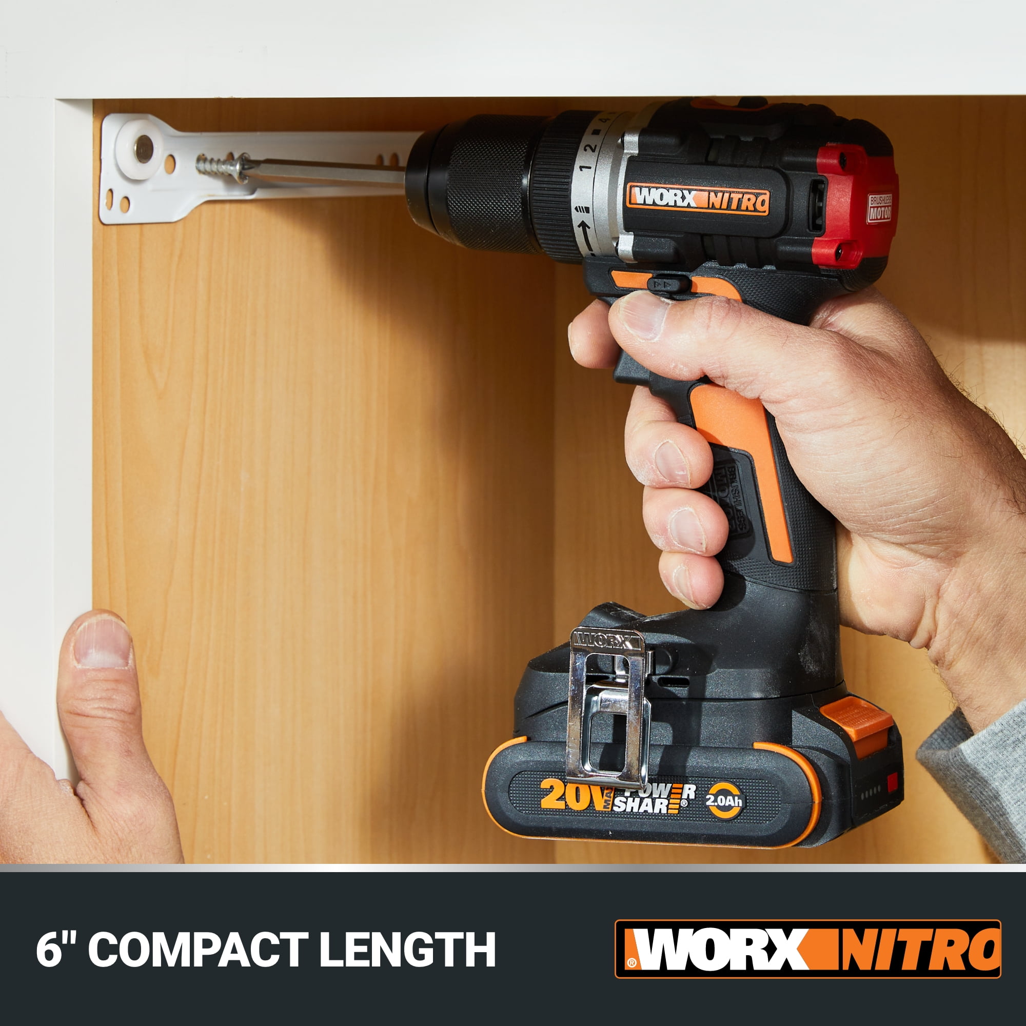 Worx Nitro WX130L.9 20V Compact Brushless 1/2” Drill/Driver (No Battery and Charger Included - Tool Only)