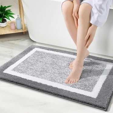 Buganda Bathroom Rugs and Mats, Extra Soft and Absorbent Microfiber Bath Mats, Non-Slip Shaggy Bath Carpets, 24x36, Grey