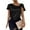 Black, variant on LYMAYTER Women Silk Satin T-Shirt Twist Front Knot Loose Breathable Lightweight Fashion for Tees Top S-XL
