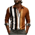 thumbnail image 2 of Asxite Mens Plus Size Tops Fall Striped Print Casual Business Pocket Long Sleeve Shirts, 2 of 5
