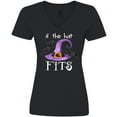 thumbnail image 3 of Inktastic If the Hat Fits Halloween Witch Hat and Bats Women's V-Neck T-Shirt, 3 of 5