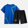 thumbnail image 2 of Leey-World Boys Summer Outfits Boys 2 Piece Athletic Outfits Short Sleeve Sport T-shirt and Shorts Summer Casual Clothes for 6-12 Years(Blue,12-13 Years), 2 of 9