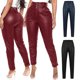thumbnail image 4 of Pantalones de mujer Pantalones de cuero de imitación para mujer Pantalones pitillo delgados de cintura alta 1 1, 4 of 5