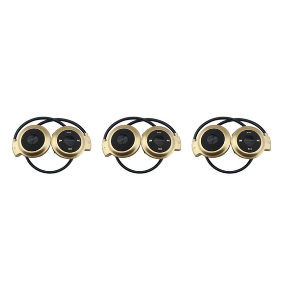 jesticaly MP3 Player Headphone, Wireless Sport Headset MP3 Player With FM Radio, Stereo Earphone MP3 Max to 32GB gold 3Set