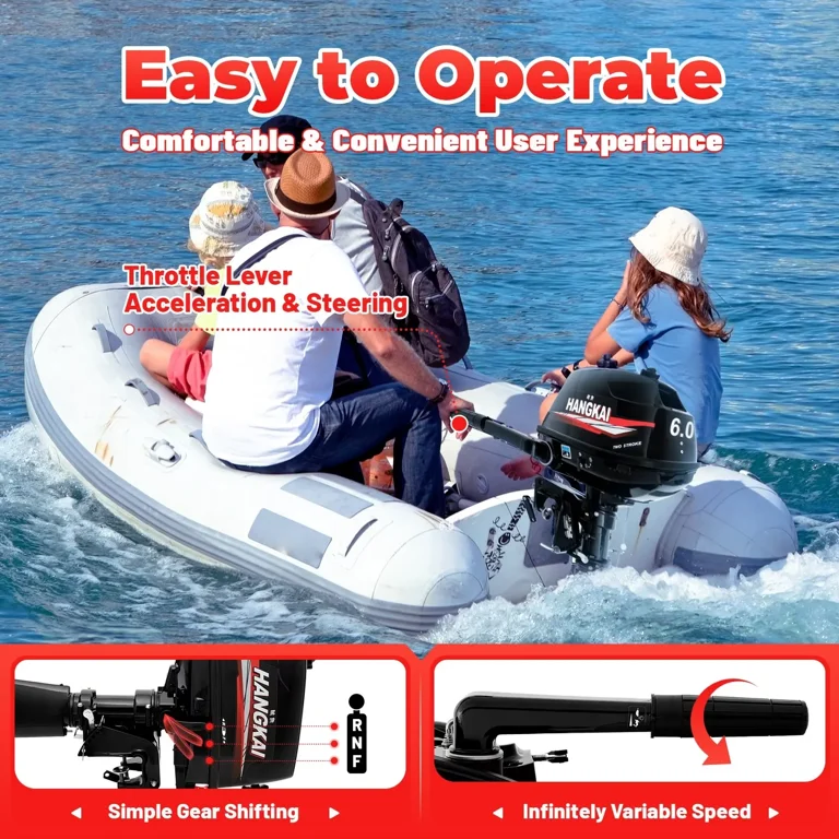 TFCFL Outboard Motor, 2 Stroke 6 HP Marine Engine Water Cooling System  Shaft Inflatable Fishing Boat