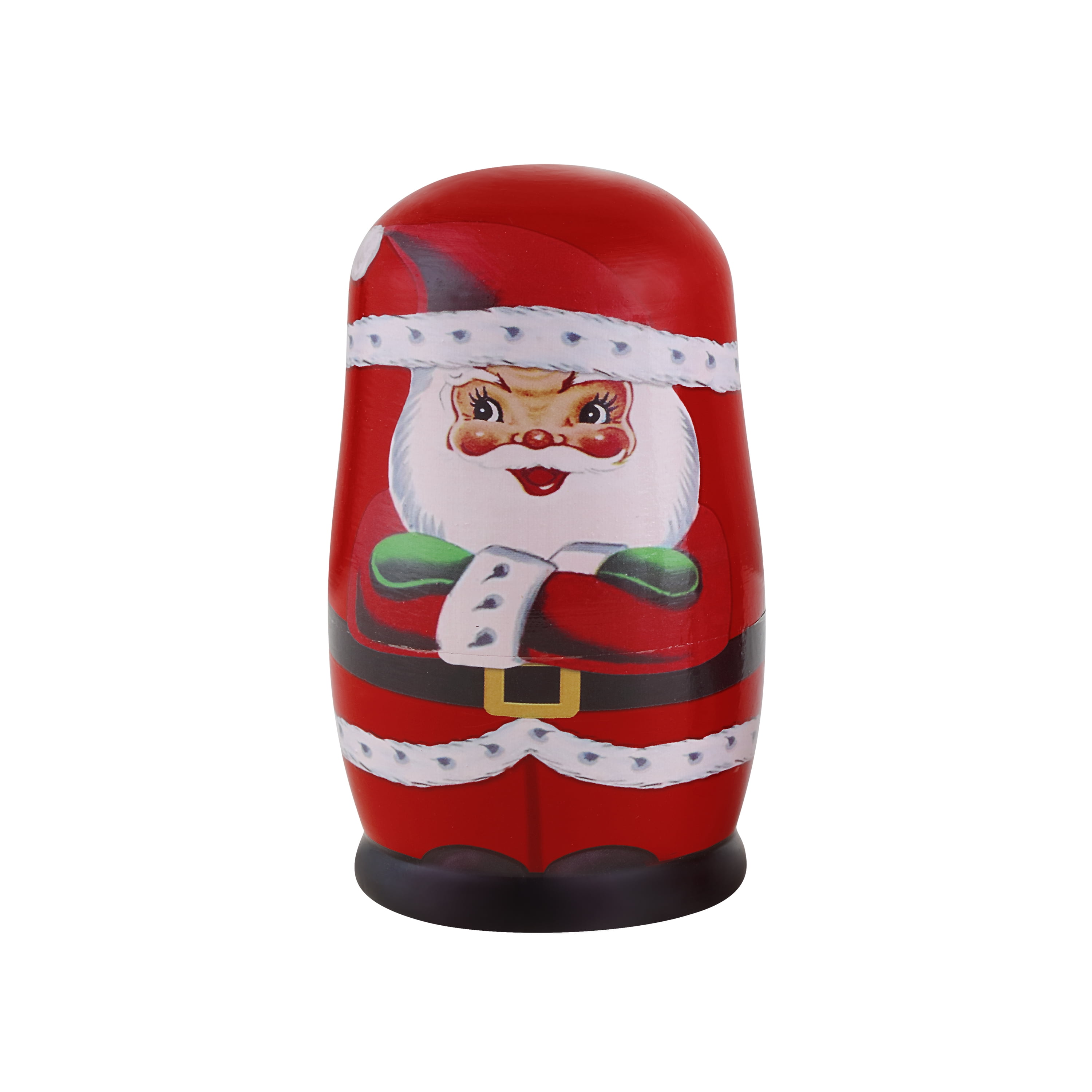 Mr. Christmas 5-Piece Wooden Nesting Christmas Figures Tabletop Decoration, Red