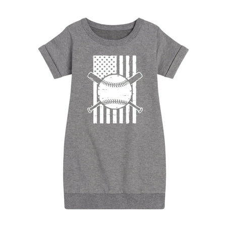 

Instant Message - Baseball Flag - Girls Ss Fleece Dress