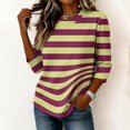 thumbnail image 5 of JULMCOMO Shirts for Women Striped Crew Neck 3/4 Sleeve Trendy Loose Fit T Shirts Color Block Casual Comfy Tunic Tops Light Green L, 5 of 6