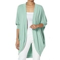 thumbnail image 1 of TheMoogan Women's PLUS Cocoon Draped Jersey Knit 3/4 Sleeve Oversized Open Front Cardigan, 1 of 7