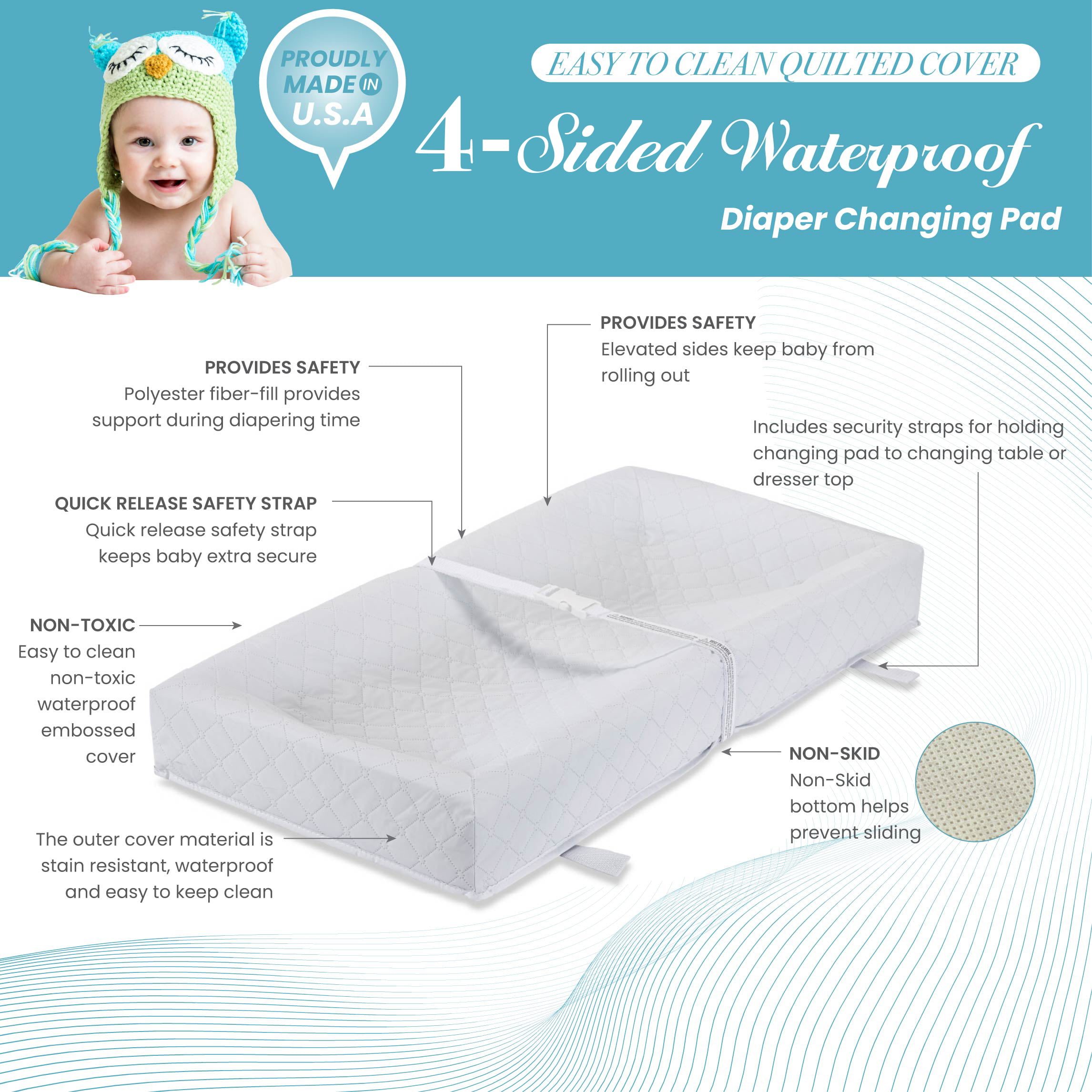 La Baby 4 Sided Waterproof Diaper, How To Keep Changing Pad From Sliding On Dresser
