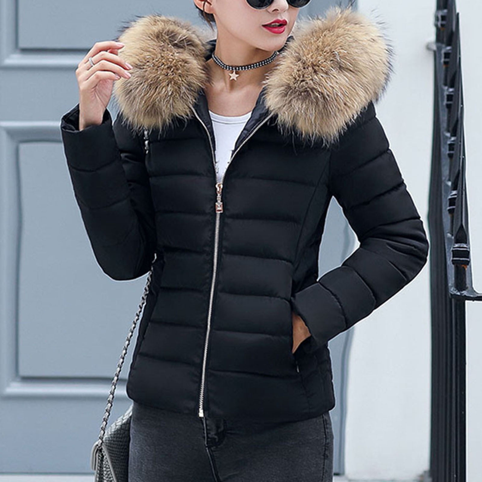 Doudoune Chaude Femme Hiver – Parka Polaire à Capuche Avec Poches – Coupe-vent épais Et élégant