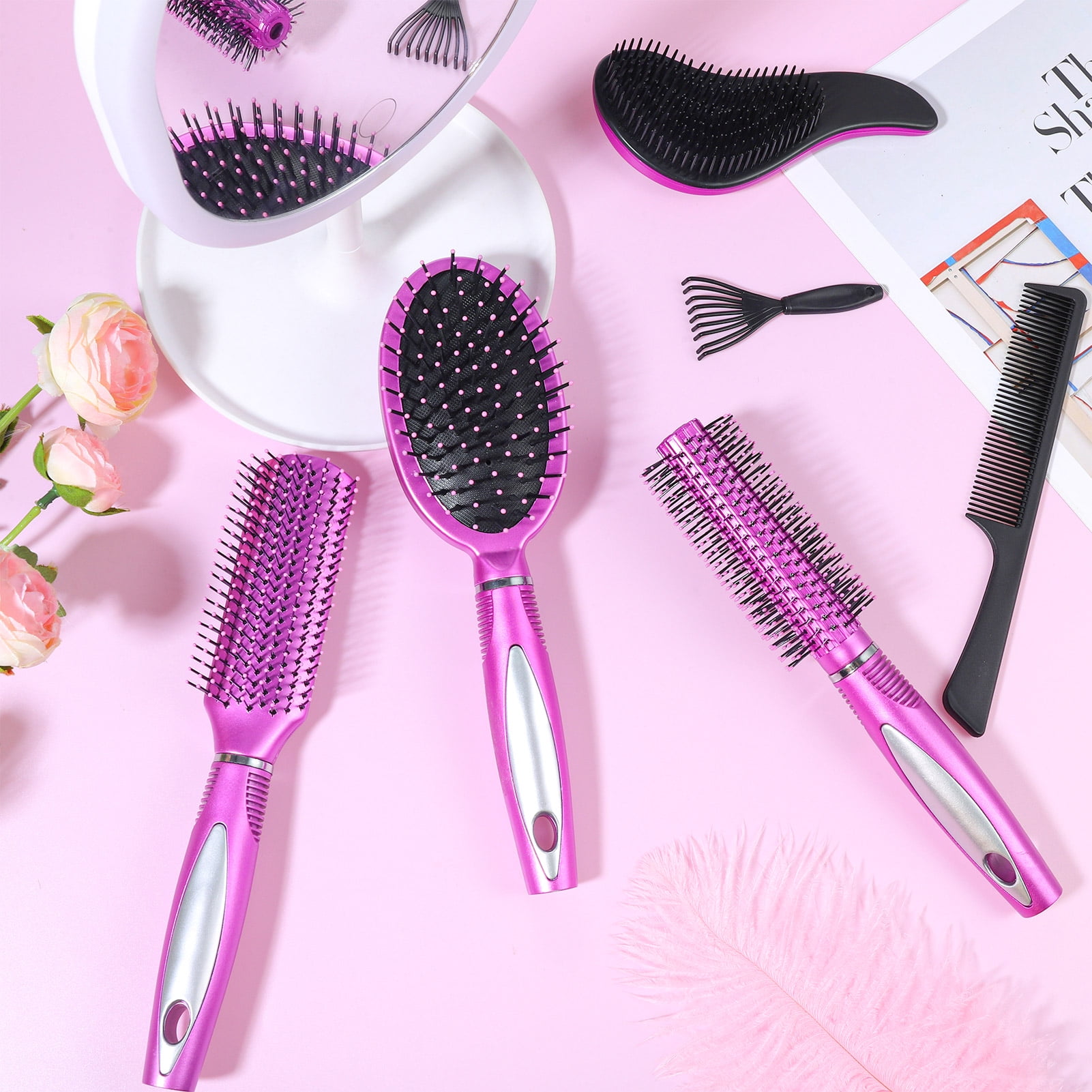 Set 2 Tianba Hair Mixed Brushes, Round Brushes With Bristles, Professional  Hairdresser Round Brushes, Hair Brush - Combs - AliExpress