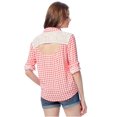 thumbnail image 2 of Camisa con botones de ganchillo a cuadros Aeropostale para mujer rojo grande, 2 of 2