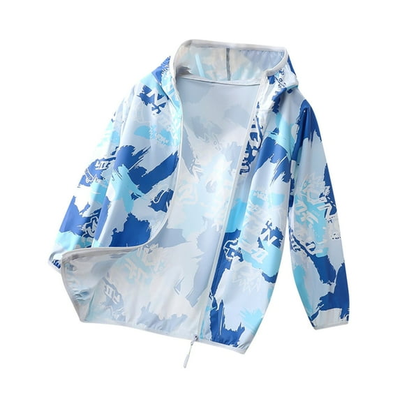 THDHVS Kids Hoodie,Boys Zip Up Hoodie,Boys Girls Lightweight Jacket Long Sleeve Zip Up Athletic Hoodie Top Fishing Hiking Sun Protection Outwear Blue 10-11 Years