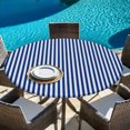 thumbnail image 6 of Dark Blue Striped Round Tablecloth, Fitted Table Cover with Elastic for 45"-54" Round Tables, Modern Beige Geometric Country Table Cloth Outdoor Indoor Dinning Party Waterproof Tablecloths, 6 of 7