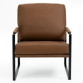 thumbnail image 4 of Set of 2 Amna Brown Arm Chair with Black Metal Legs, 4 of 8