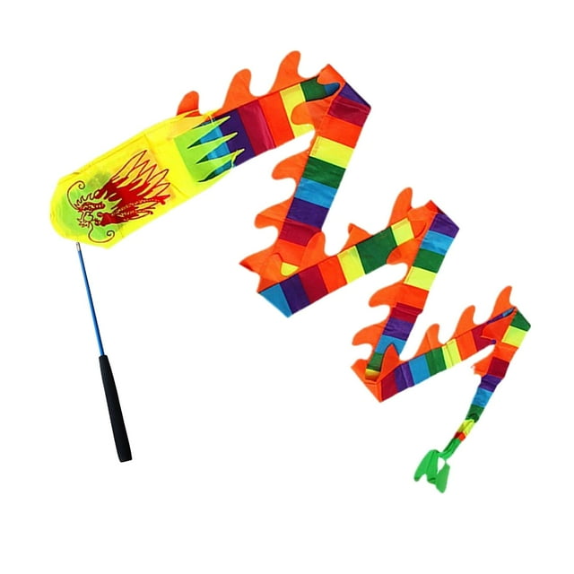 Milaget Dragon Ribbon Ornament Dragon Dancing Ribbon Poi for Performance Festival Kids Colorful dragon