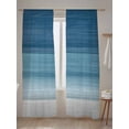 thumbnail image 5 of Ombre Blue Sheer Curtains 108 Inch Long 2 Panels, Striped Abstract Gradient Texture Minimalist Light Filtering Rod Pocket Semi Sheer Curtains, Sheer Voile Drapes for Living Room Bedroom, 52"x108", 5 of 5