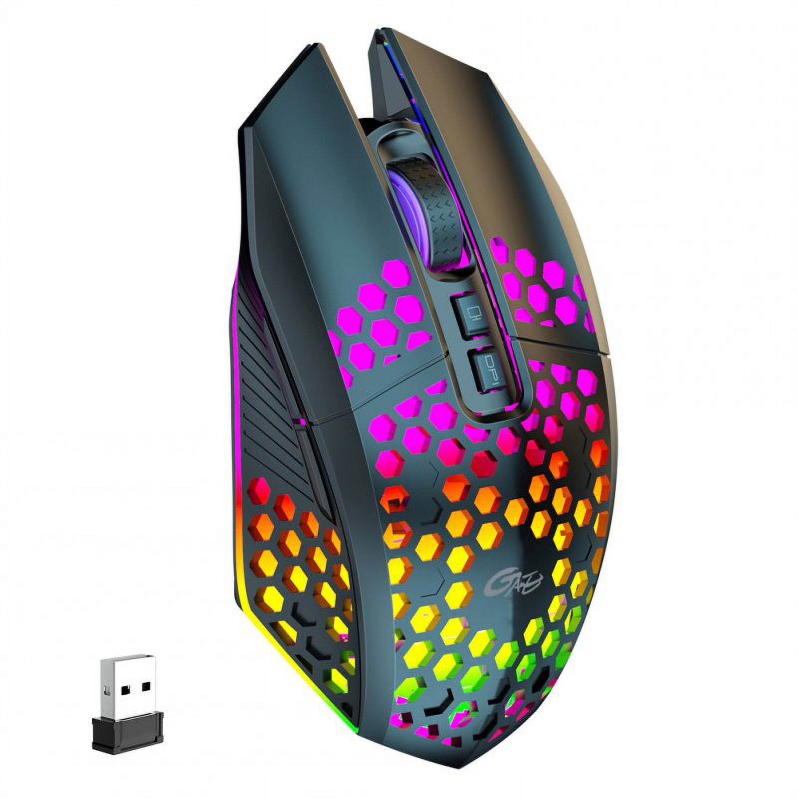 Wireless Mouse, Lighting Ergonomic Wireless Mouse, 2.4GHz USB Cordless Mouse, 1600DPI 500MAH Rechargeable Wireless Mouse For Computer Laptop PC black