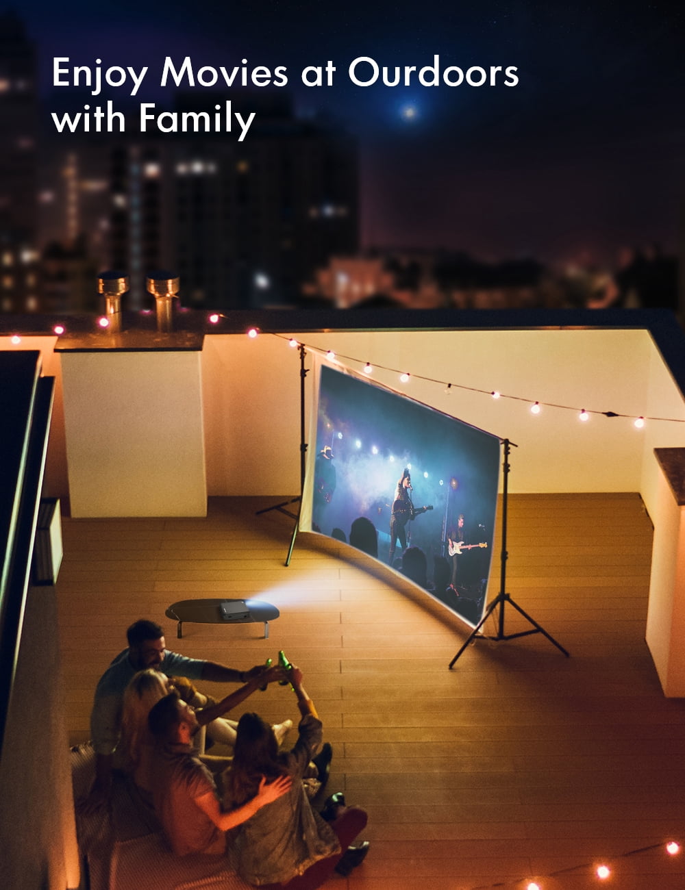 Mini Movie Projector WiFi Bluetooth 1080P Supported, LCD3.0 Compatible with PC/Phone Projector