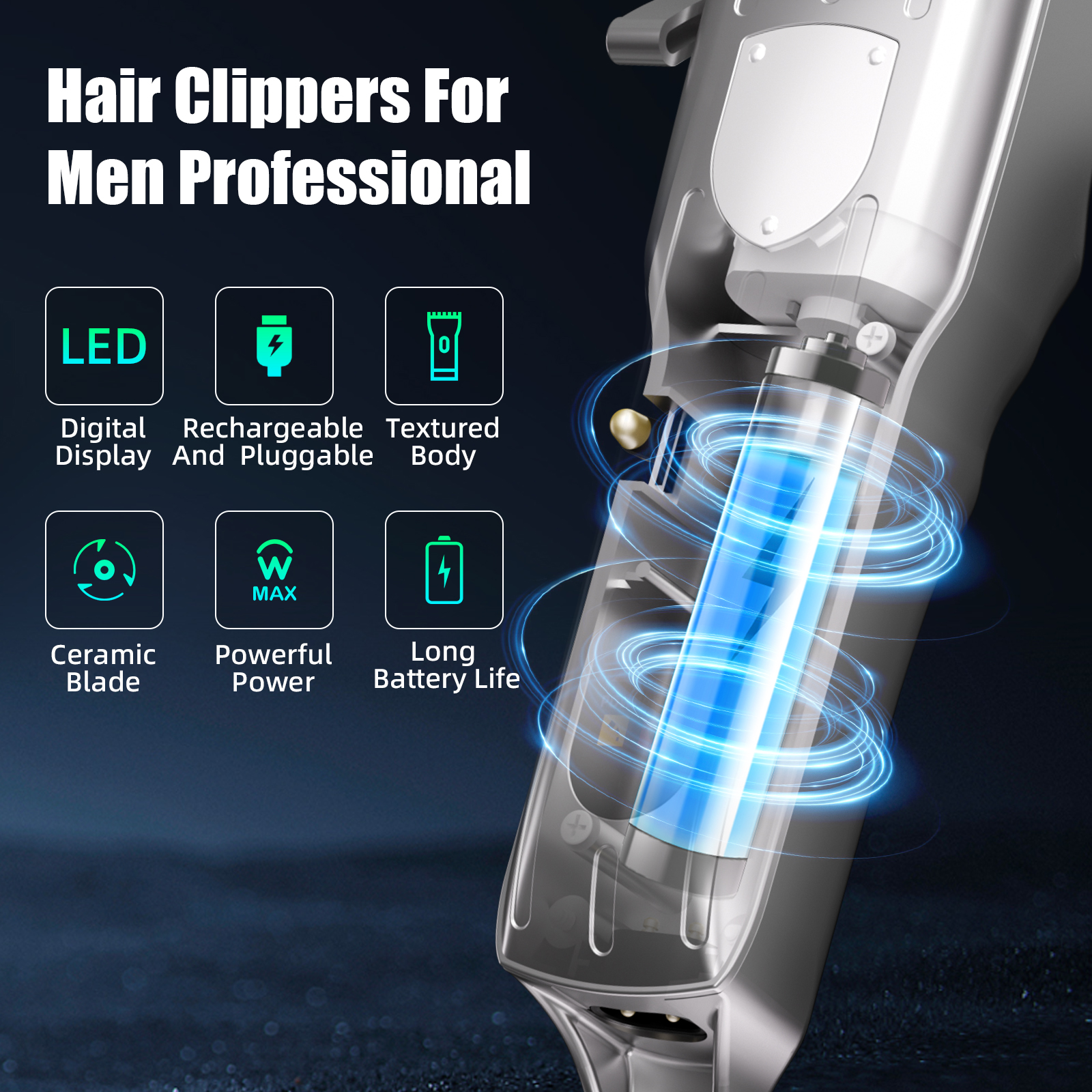 MTUYELI Professional Cordless Barber Hair Clipper Set photo 2