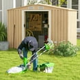 thumbnail image 3 of Costway 8 × 6 FT Outdoor Storage Shed Galvanized Steel Shed with Base Floor Wood Grain, 3 of 10