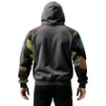 thumbnail image 5 of Men's Pullover Hoodie with Camouflage Print Raglan Sleeves Drawstring Hood and Kangaroo Pocket Casual Style Dark Gray L, 5 of 5