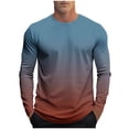 thumbnail image 2 of WXLWZYWL Mens Gradient Tops Crew Neck Long Sleeve Shirt Ombre Print Soft Breathable Relax Fit Men Daily Walking Outdoor Casual Basic Pullover Tee, 2 of 6