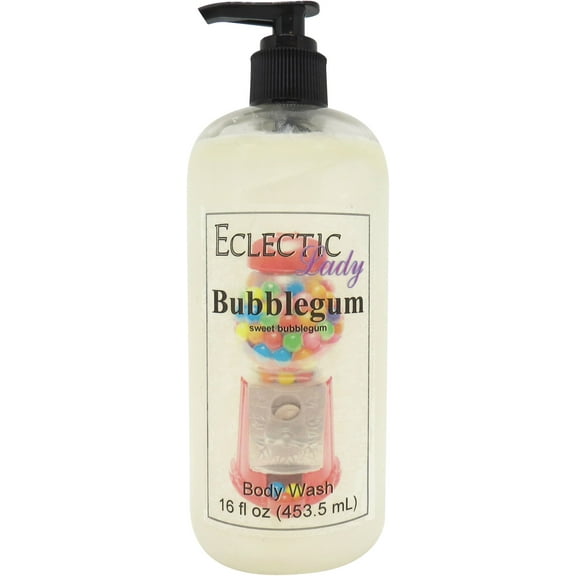Bubblegum Body Wash by Eclectic Lady, Liquid Shower Gel for Women and Men, 16 Ounces