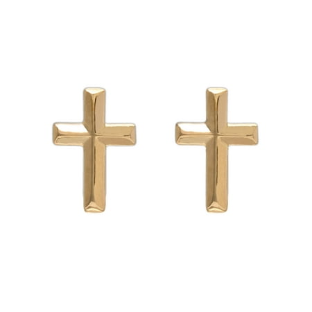- 14kt Yellow Gold Cross Stud Earrings