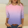 thumbnail image 5 of Fmbrln Womens Tops Casual 3/4 Sleeve Crew Neck Gradient Print Tops Vacation Beach Clothes Summer Loose Comfy Tees Blouses Pink M, 5 of 5