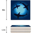 thumbnail image 3 of RYLABLUE Mysterious Sea Shark Set of 8 Coaster for Drinks, Absorbent Ceramic Stone Coasters Cup Mat with Cork Base for Home Kitchen Room Coffee Table Bar Decor, 3 of 4