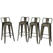 Topbuy Set of 4 Metal Bar Stools 30" Industrial Height Chair Low Back