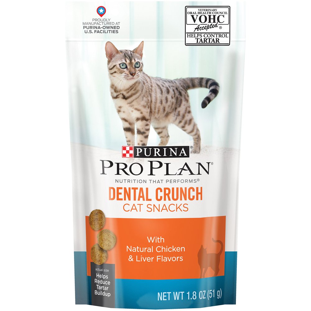 Purina Pro Plan Dental Crunch Natural Chicken & Liver Cat Treat, 1.8 oz