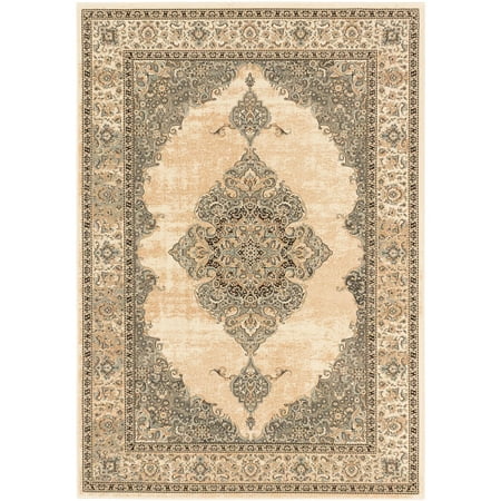 - Ecarpetgallery Shahrzad Kerman Beige/ Cream Medallion Corners Rug - 3'11 x 5'3