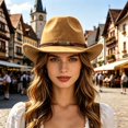 thumbnail image 2 of Classic Western Cowboy Hat Felt Cattleman Shapeable Brim for Men Women Cowgirl Halloween Rodeo Accessory, 2 of 5