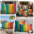 thumbnail image 5 of 2 Pack Outdoor Waterproof Throw Pillow Covers,Colorful Stripes Rainbow Decorative Square Pillow Case Patio Pillowcases for Chair Couch Sofa 16x16in, 5 of 9