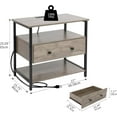 thumbnail image 2 of 27 inch Nightstand Side Table with 1 Layer of Wooden Drawers，Nightstand with Charging Station,End Table Bedside Table with USB Ports and Outlets(Retro Gray), 2 of 14