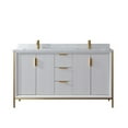 thumbnail image 4 of Vinnova Granada 60" White Faux Stone Top Double Vanity in White No Mirror, 4 of 12