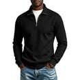 thumbnail image 3 of GrmtClth Mens Quarter Zip Up Pullover Lightweight Mock Neck Sweatshirt | Half Zip,Lightweight,Mock Neck,Daily,Soft fabric,Simple and Classic Black L, 3 of 8